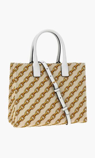 SMALL TOTE FABRIC+CALF LEATHER