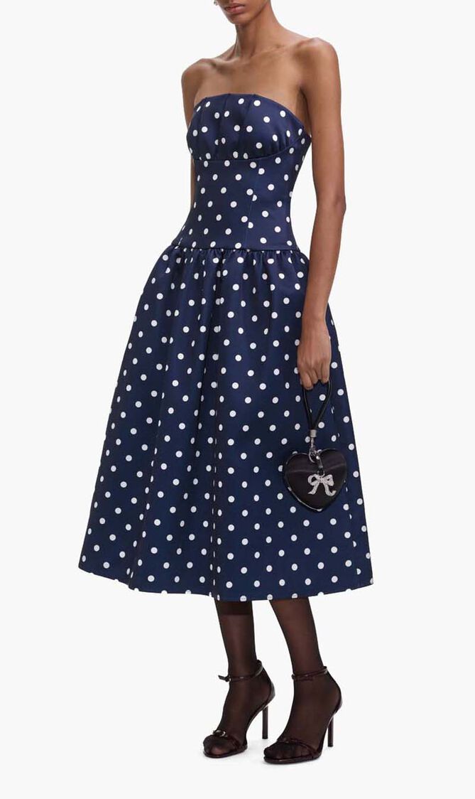 Polka Dot Satin Midi Dress