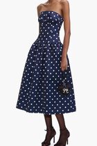 Polka Dot Satin Midi Dress