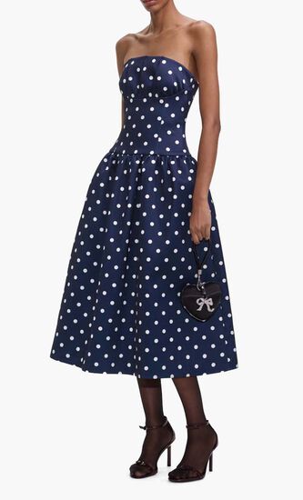 Polka Dot Satin Midi Dress
