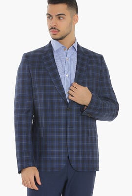 Tailored Fit Checked Suit Jacket