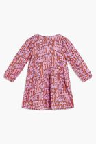 Logo Print Round Neck Woven Dress