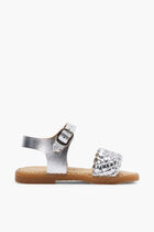 GOLD WOVEN OPEN TOE SANDALS
