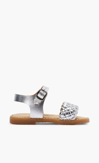 GOLD WOVEN OPEN TOE SANDALS