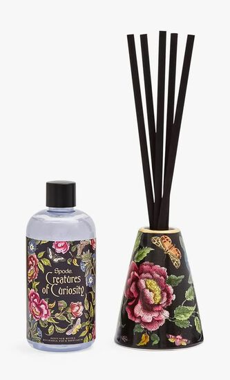 CREATURES OF CURIOUSITY 200ML CERAMIC REED DIFFUSER AND REEDS - BLACK FLORAL
