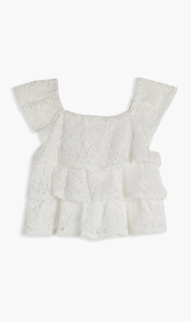 LACE SS TOP WFLOUNCE