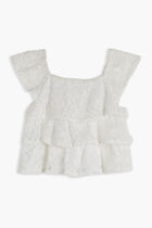 LACE SS TOP WFLOUNCE