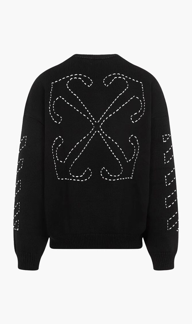 STITCH ARR DIAGS KNIT CREWNEC BLACK CREA