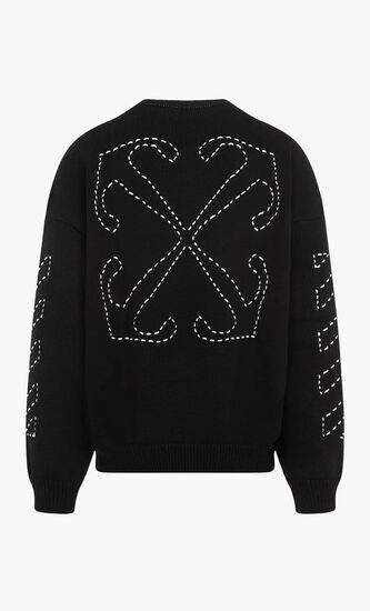STITCH ARR DIAGS KNIT CREWNEC BLACK CREA