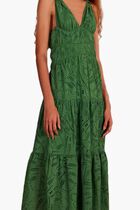 Monstera Corset Tiered Maxi Dress