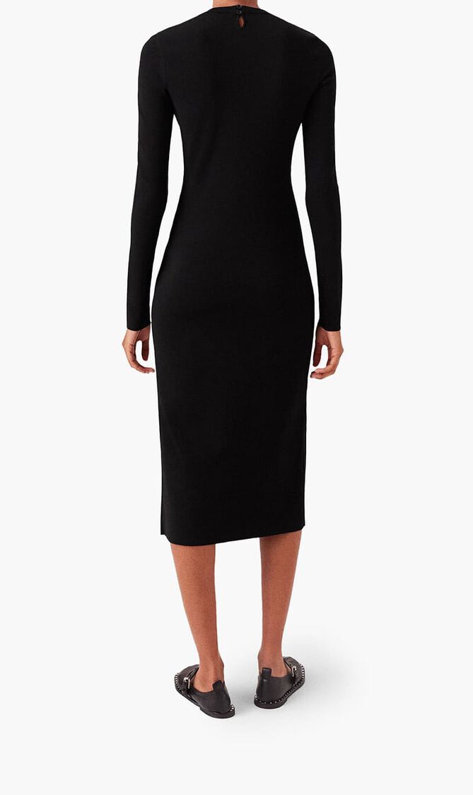 Long Sleeve Leg Slit Midi Dress