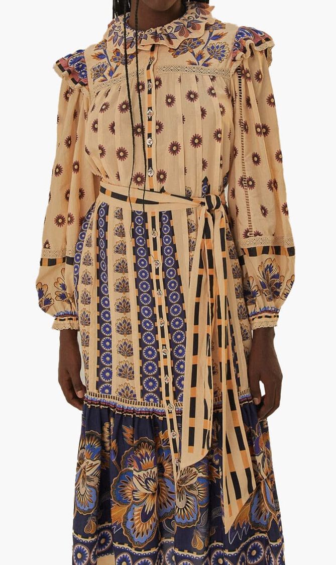 AINIKA MAXI FLORAL CREAM MIDI DRESS