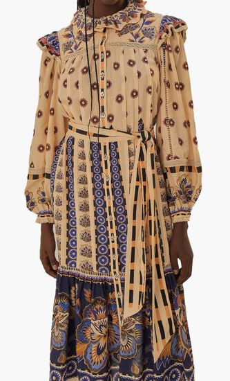 AINIKA MAXI FLORAL CREAM MIDI DRESS