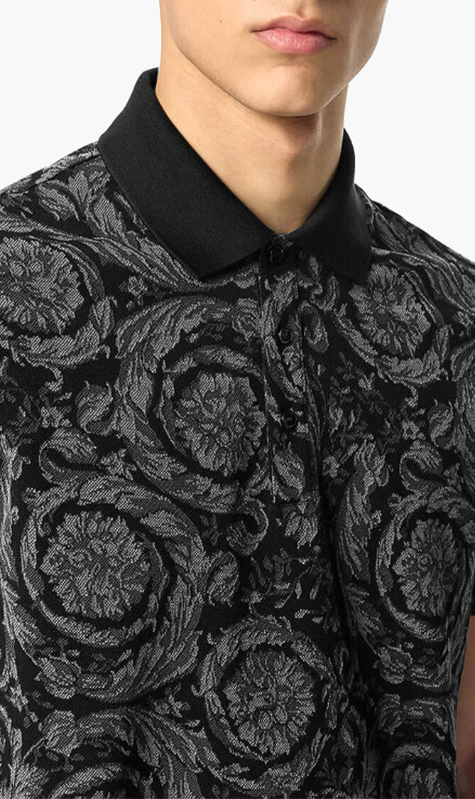Jacquard Cotton Pique Polo Shirt