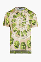 T-SHIRT ORGANIC COTTON JERSEY FABRIC WITH MASKS FOULARD PRINT