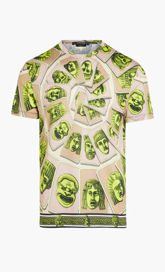 T-SHIRT ORGANIC COTTON JERSEY FABRIC WITH MASKS FOULARD PRINT