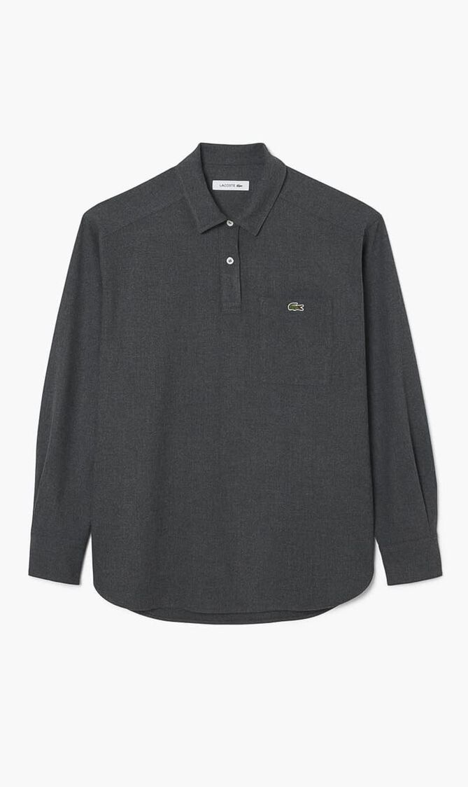 Oversized Polo Style Flannel Shirt
