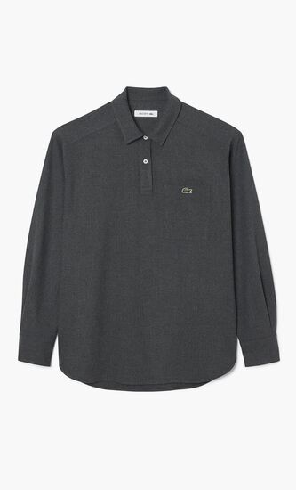 Oversized Polo Style Flannel Shirt