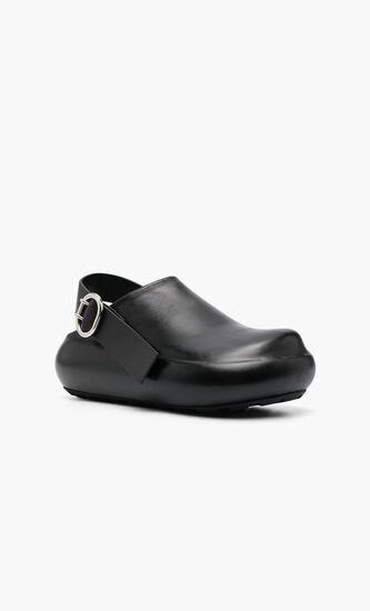 Slingback Flat Leather Clogs