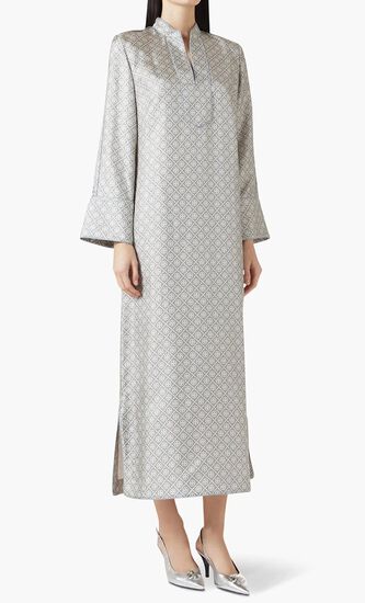 T Monogram Print Silk Kaftan