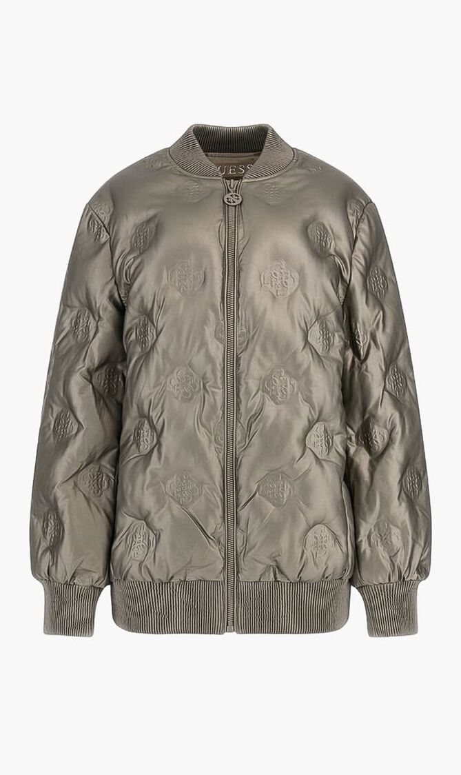 Faux Leather Long Bomber Jacket