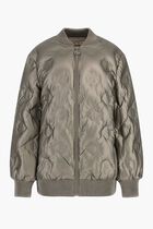 Faux Leather Long Bomber Jacket