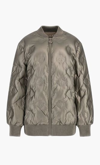 Faux Leather Long Bomber Jacket