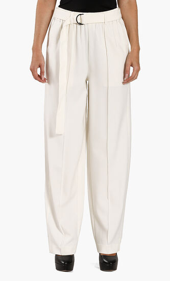 High-Waisted Flowy Wool Pants