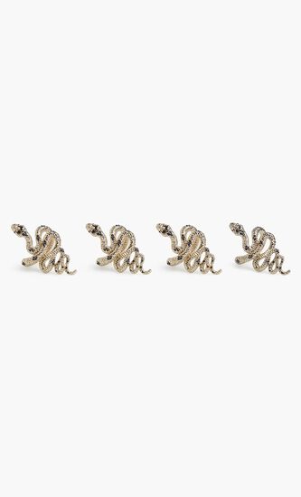 LOB SNAKE W/BLUE+RED CRYSTALS PLATED RINGS - SET OF 4