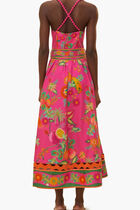 Delicate Fruit Garden Pink Midi Dress