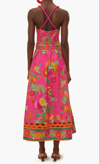 Delicate Fruit Garden Pink Midi Dress