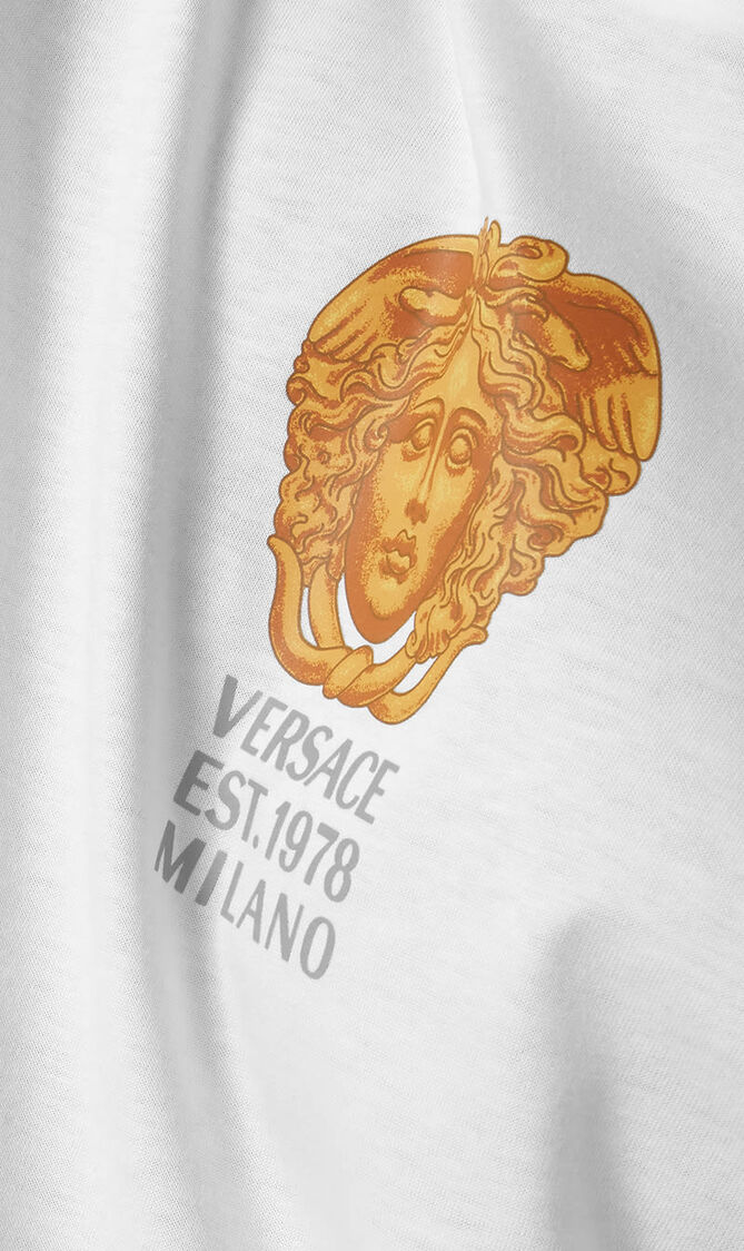 T SHIRT COMPACT COTTON JERSEY FABRIC HALL OF STATUES MEDUSA PRINT