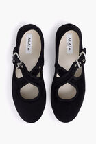 Criss Cross Velvet Ballet Flats