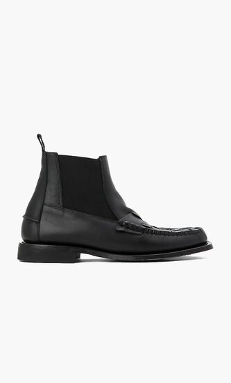 Interwoven-Design Ankle Boots
