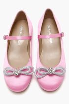 DOUBLE BOW PINK SATIN MINI BALLERINA