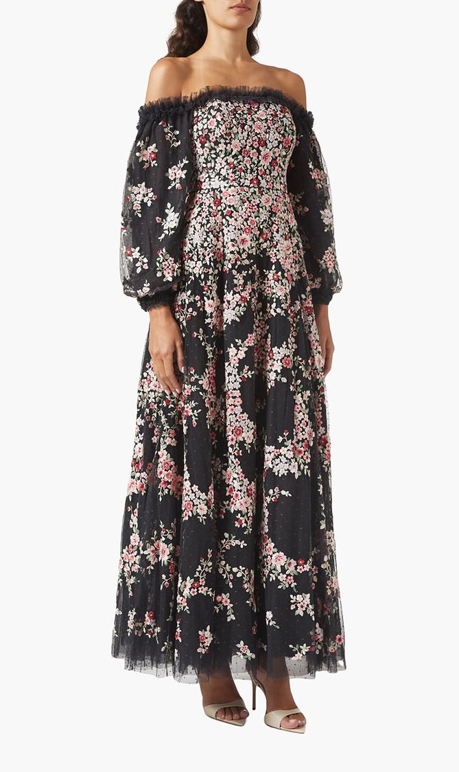 Lunaria Wreath Off Shoulder Gown