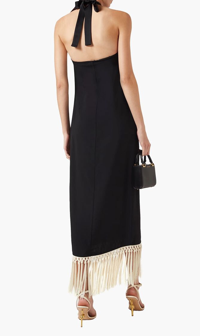 Nina Hand Tied Fringes Maxi Dress