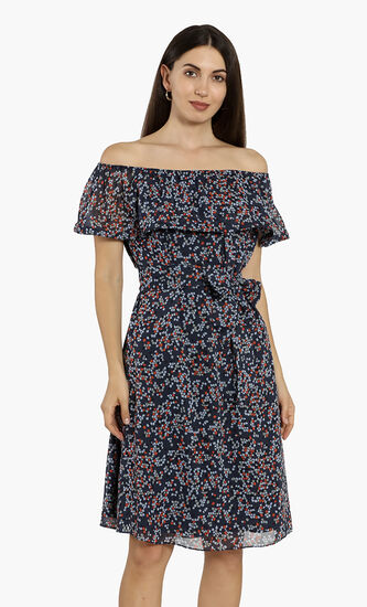 Printed Off-The-Shoulder Dress