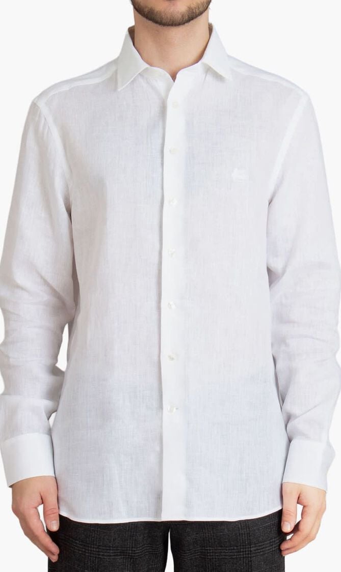 Roma Fit Embroidered Linen Shirt