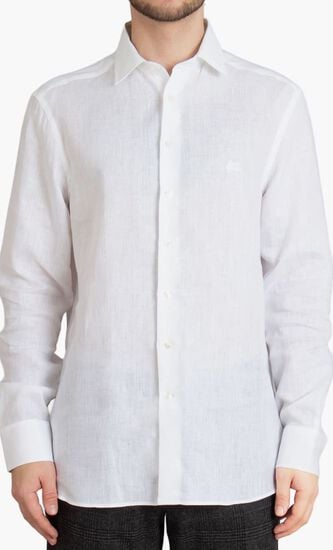 Roma Fit Embroidered Linen Shirt