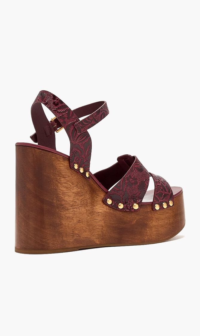 Embossed Wedge Sandals