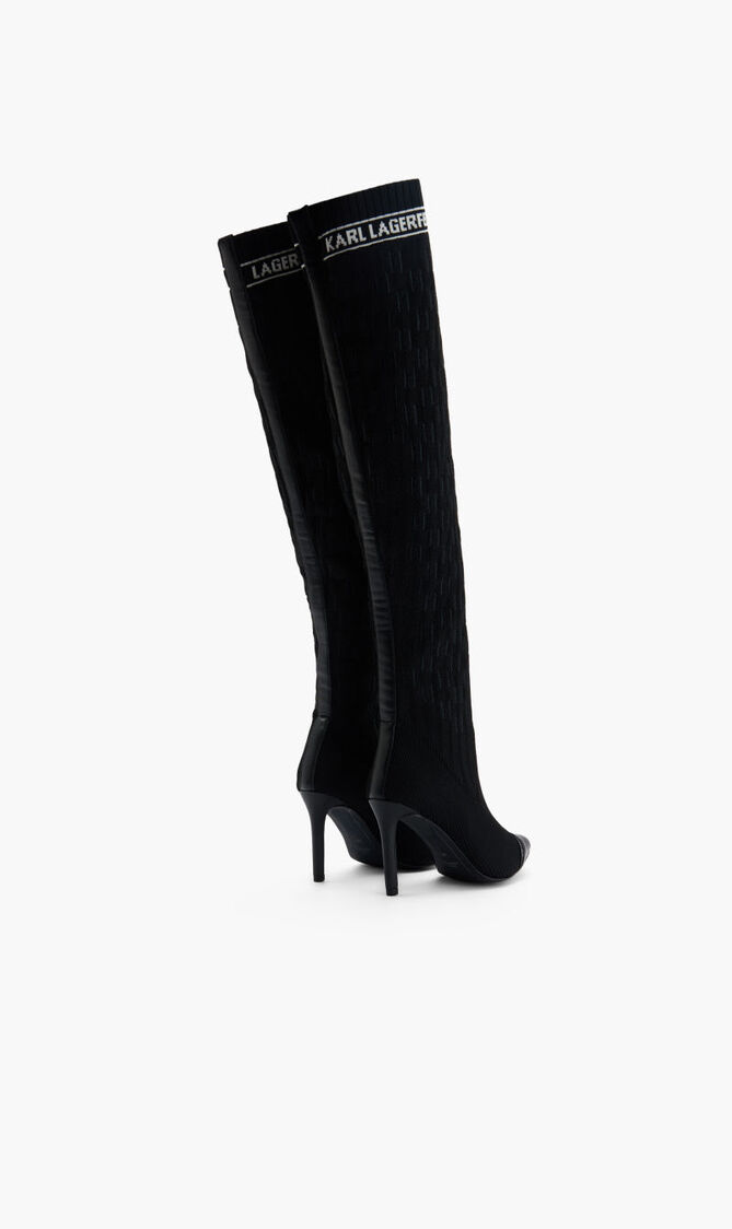 PANDORA MONOGRAM RIBBED KNEEBLACK KNIT TEXTILE