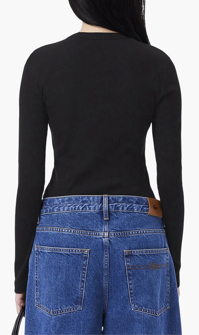 Long Sleeved Ribbed Cotton T-shirt