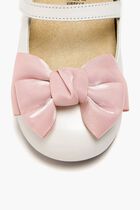 ORGANZA BOW EMBELLISHED SINGLE STRAP LEATHER BALLERINAS