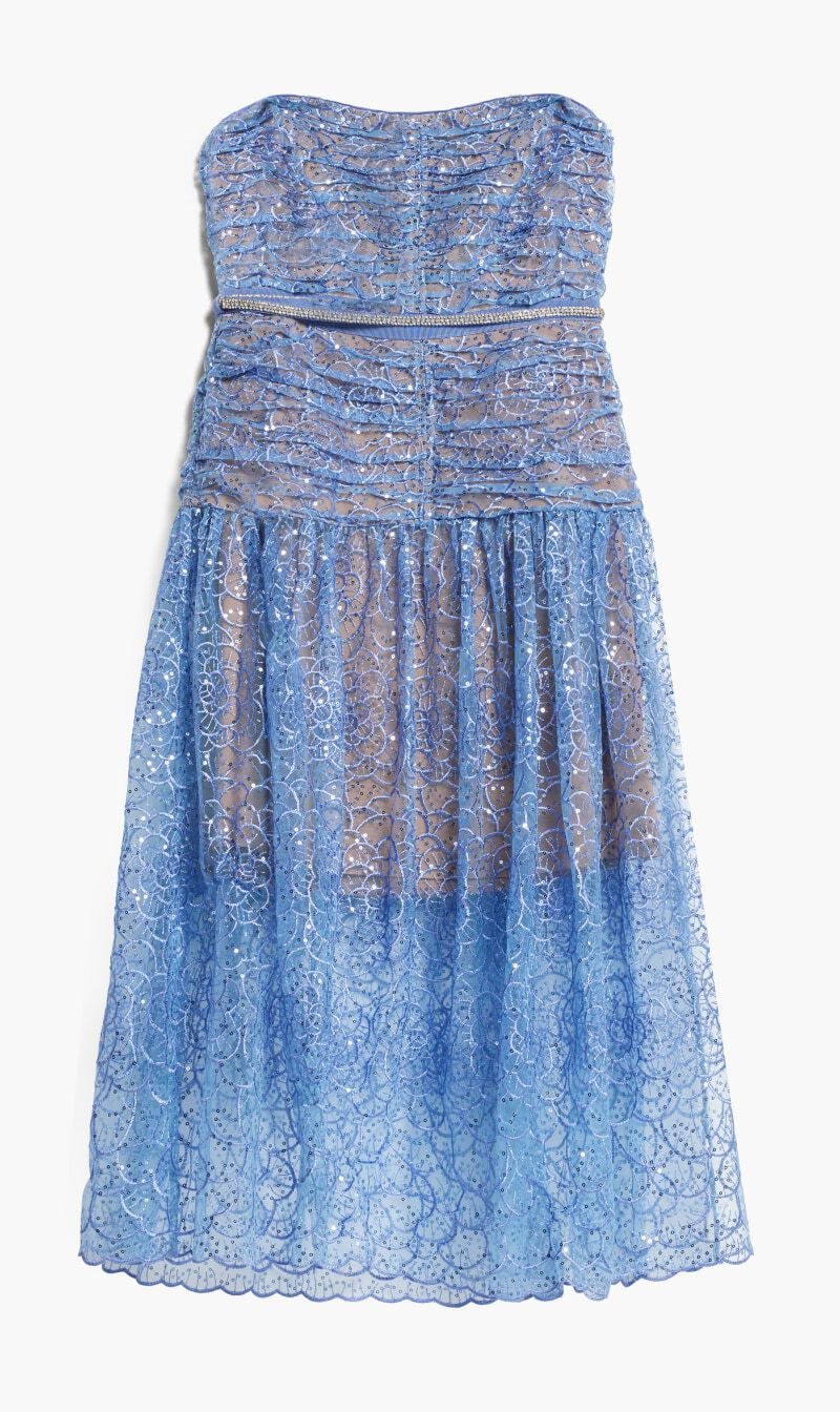 Strapless embroidered dress on sale