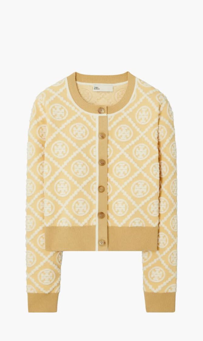TORY SPORT T MONOGRAM VISCOSE CARDIGAN