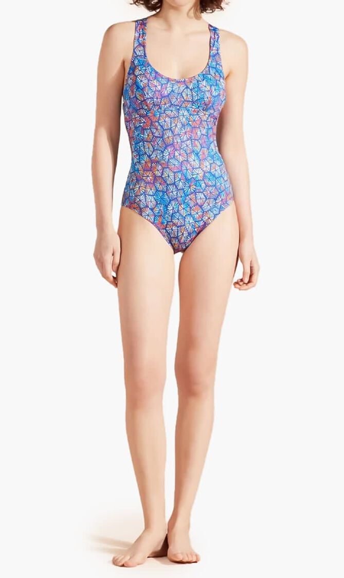 Carapaces Multicolored Cross Back Straps One Piece Swimsuit