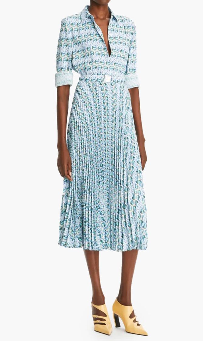 Graphic Print Twill Dress