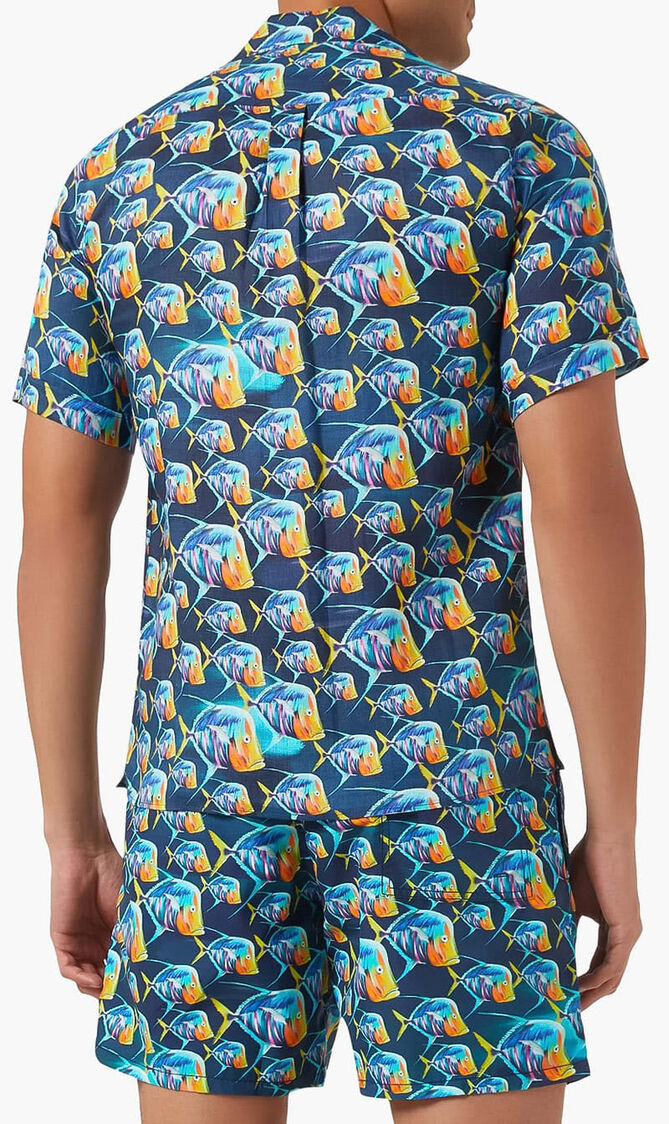 Piranha Print Bowling Shirt