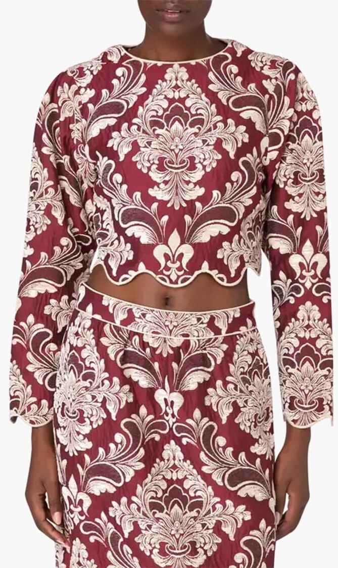 BICOLOR JACQUARD WAVES LONG SLEEVE TOP